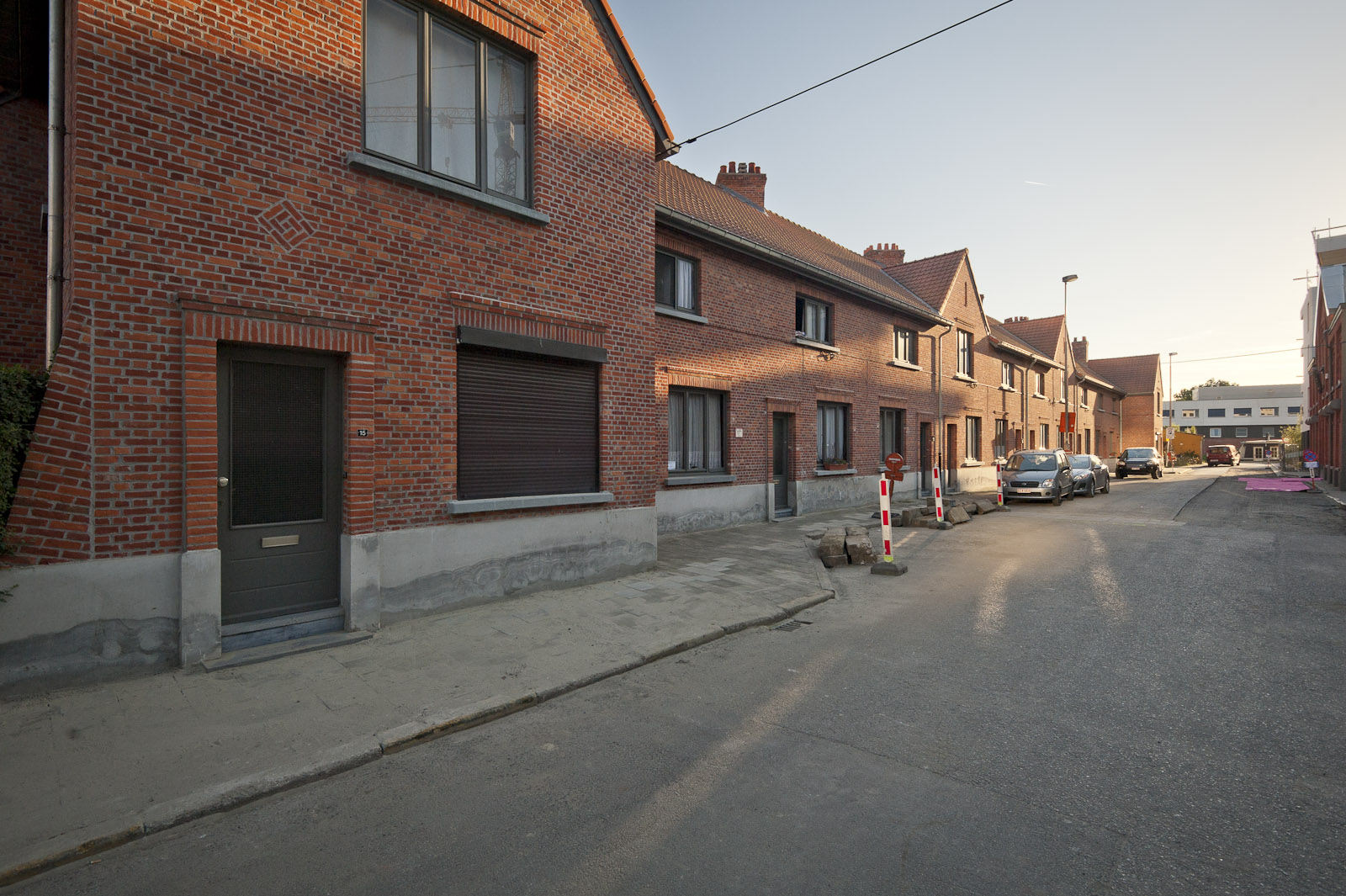 Gevelzicht van de huizen in de Bellevuestraat