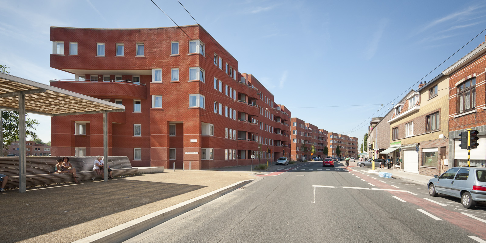 Gevelzicht appartementsgebouwen Malpertuussite