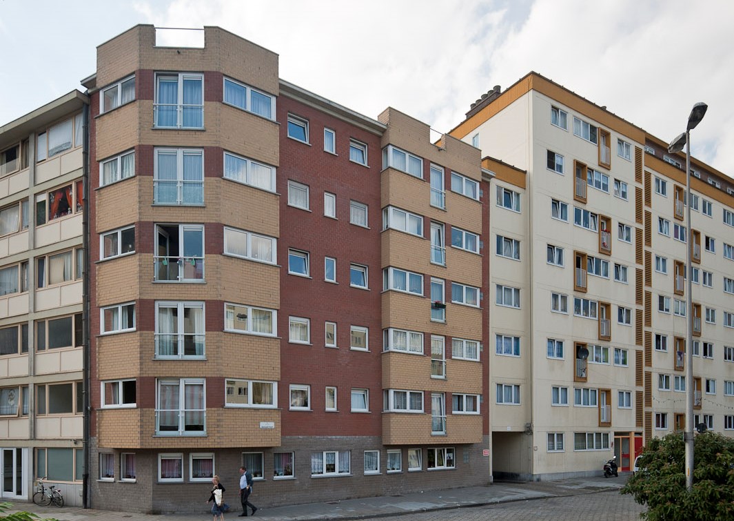 Gevelbeeld van het appartementsgebouw Dobbelslot 1-69