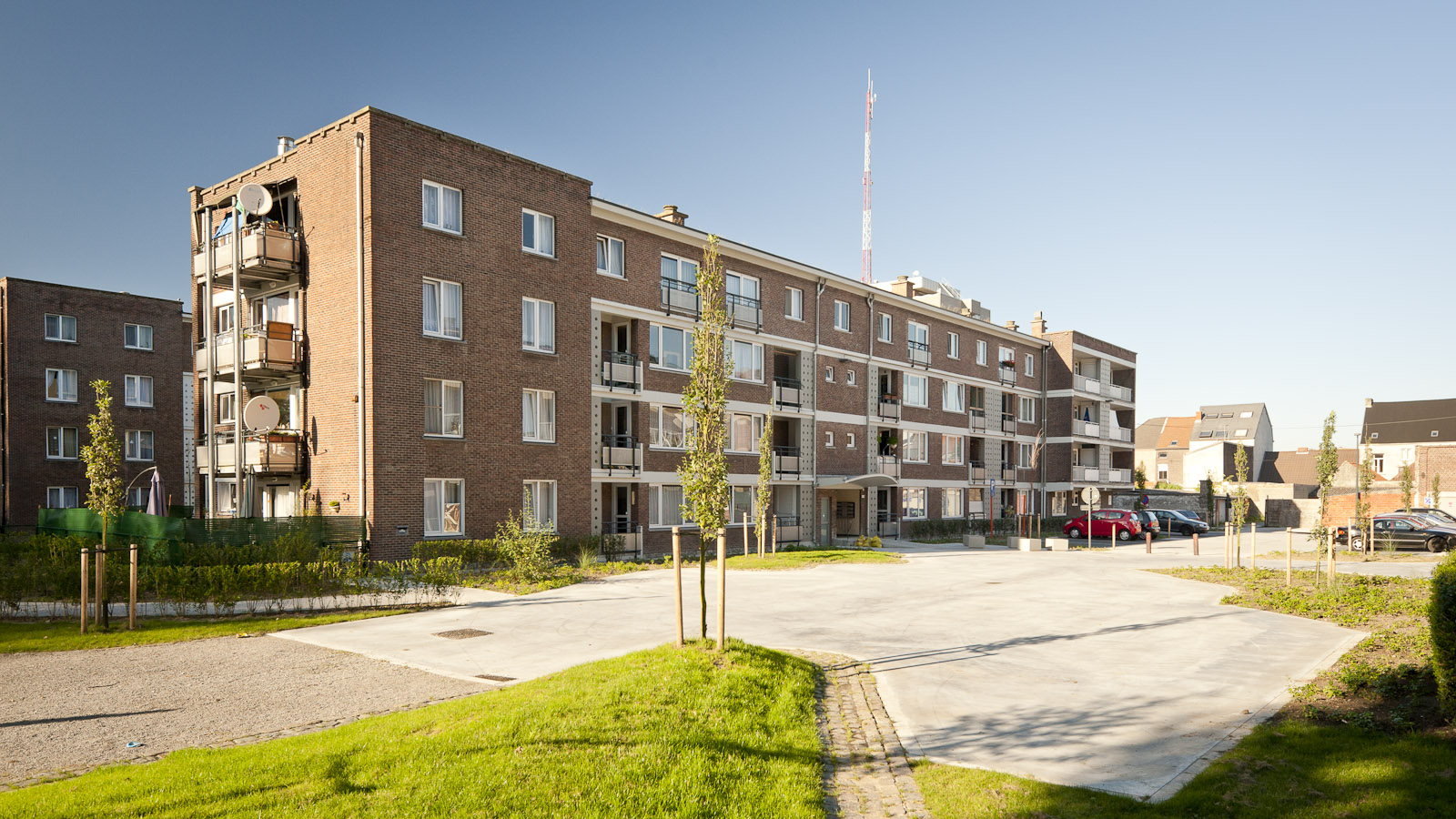 Gevelzicht appartementsgebouwen Goudvinkstraat - Siervogelstraat - Wielewaalstraat