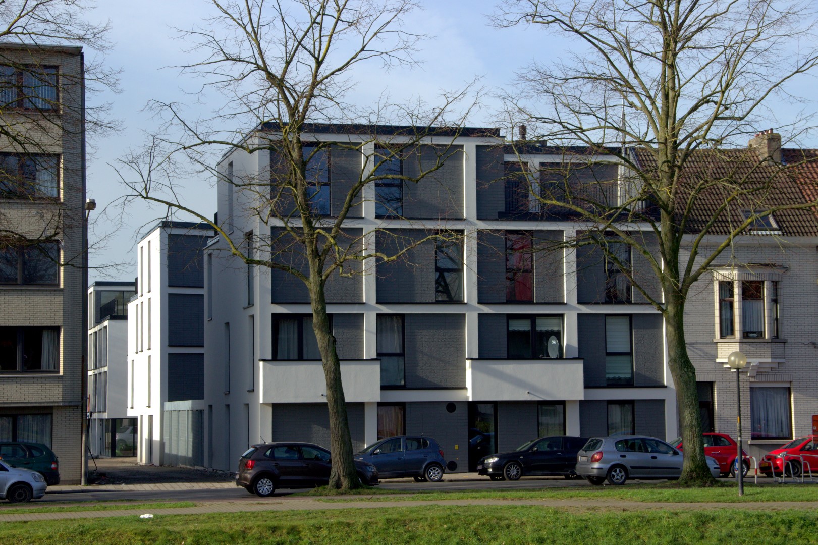 Gevelzicht appartementsgebouwen Groendreef - Vossenkoer