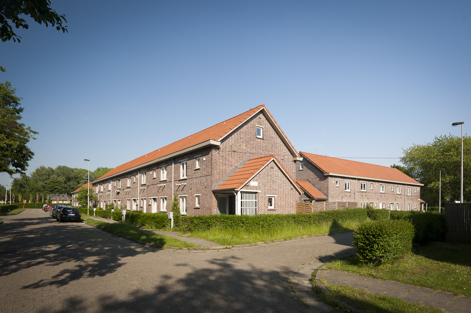 Gevelbeeld van de huizen in de wijk Groenewalstraat