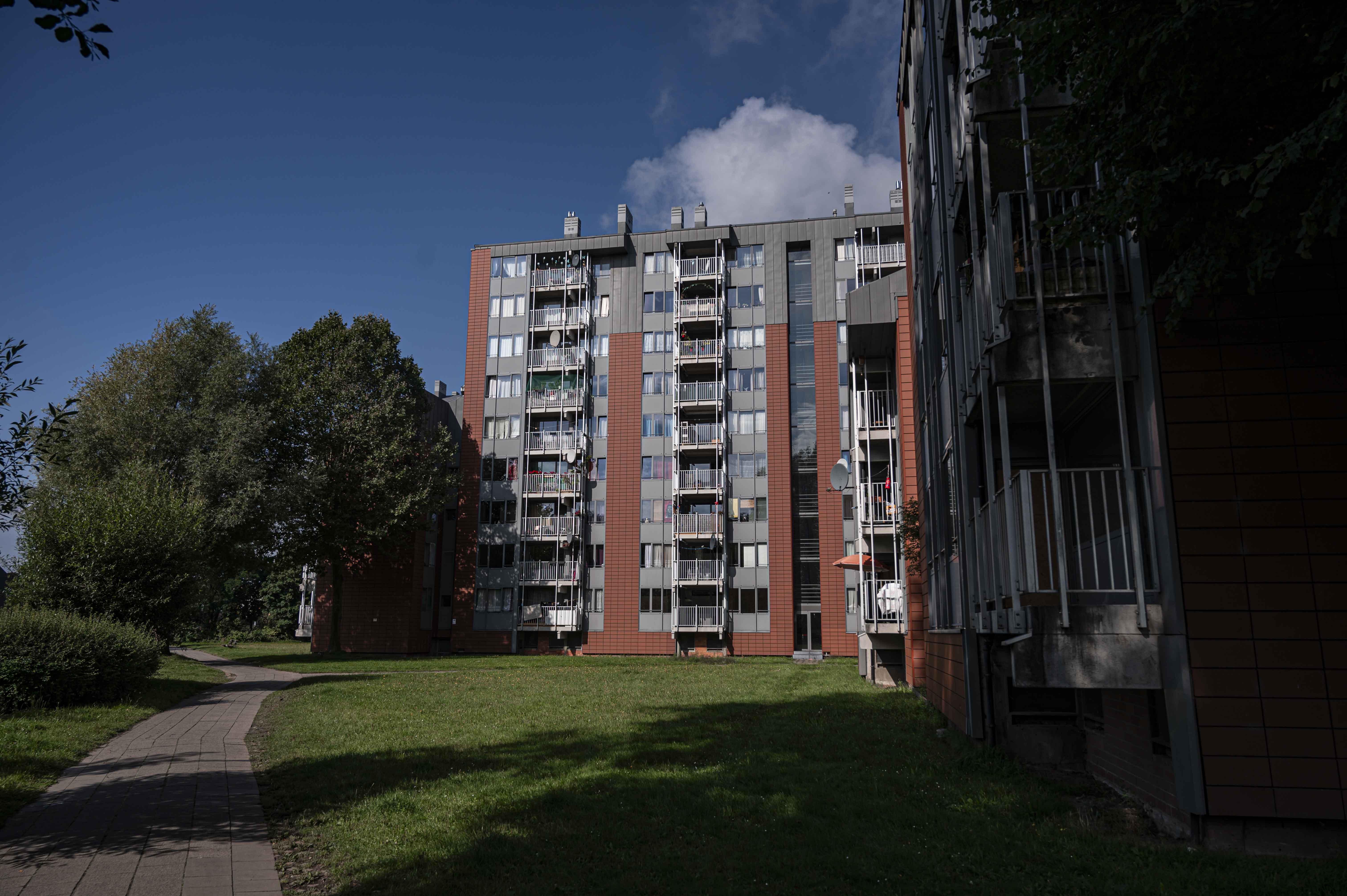 Gevelzicht appartementsgebouwen Leiekaai