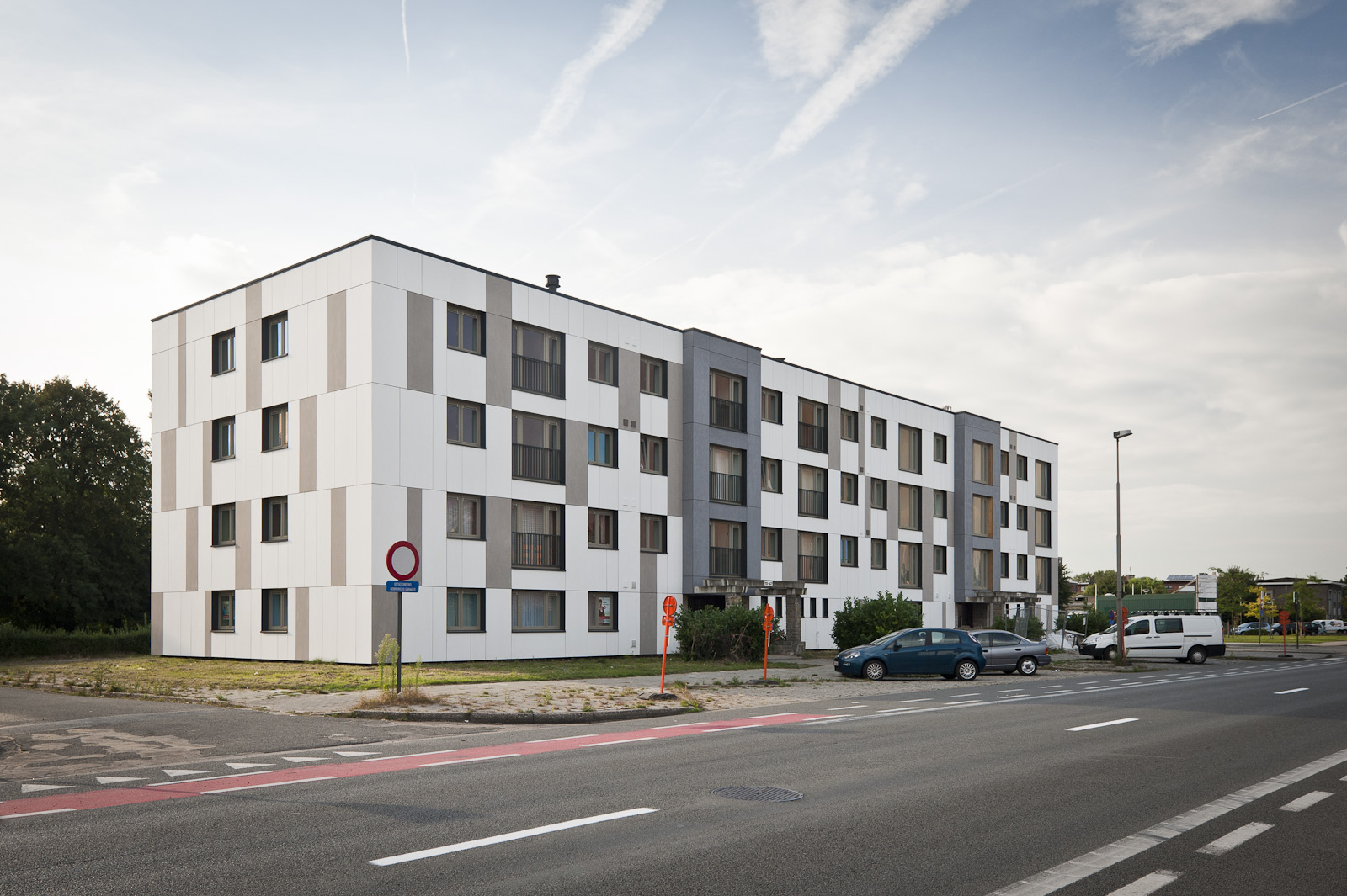 Gevelbeeld van het appartementsgebouw in de New Orleansstraat 113-175