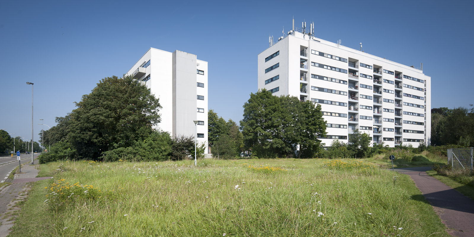 Gevelzicht appartementsgebouwen in de Vaartstraat