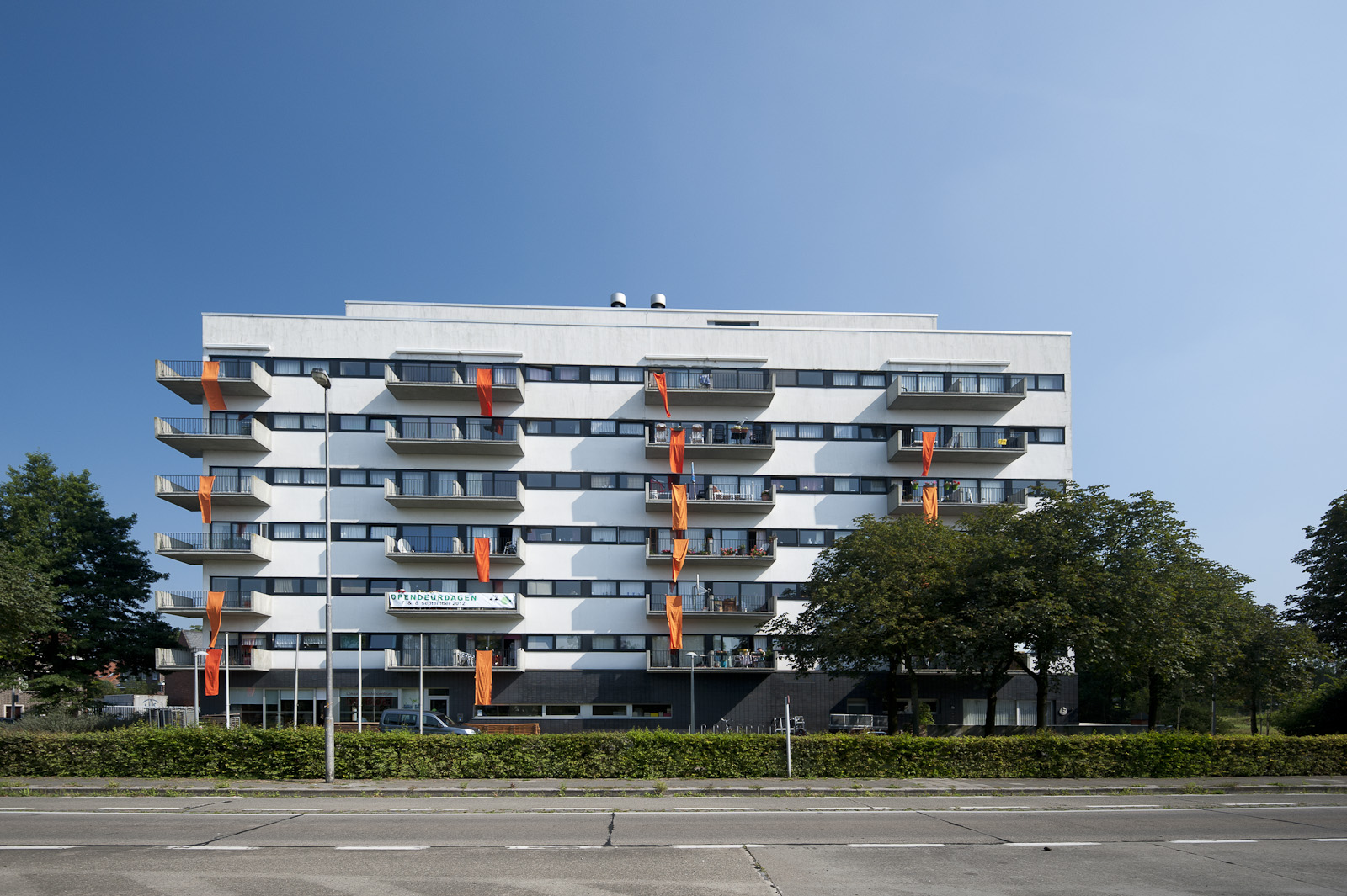 Gevelzicht appartementsgebouwen in de Vaartstraat